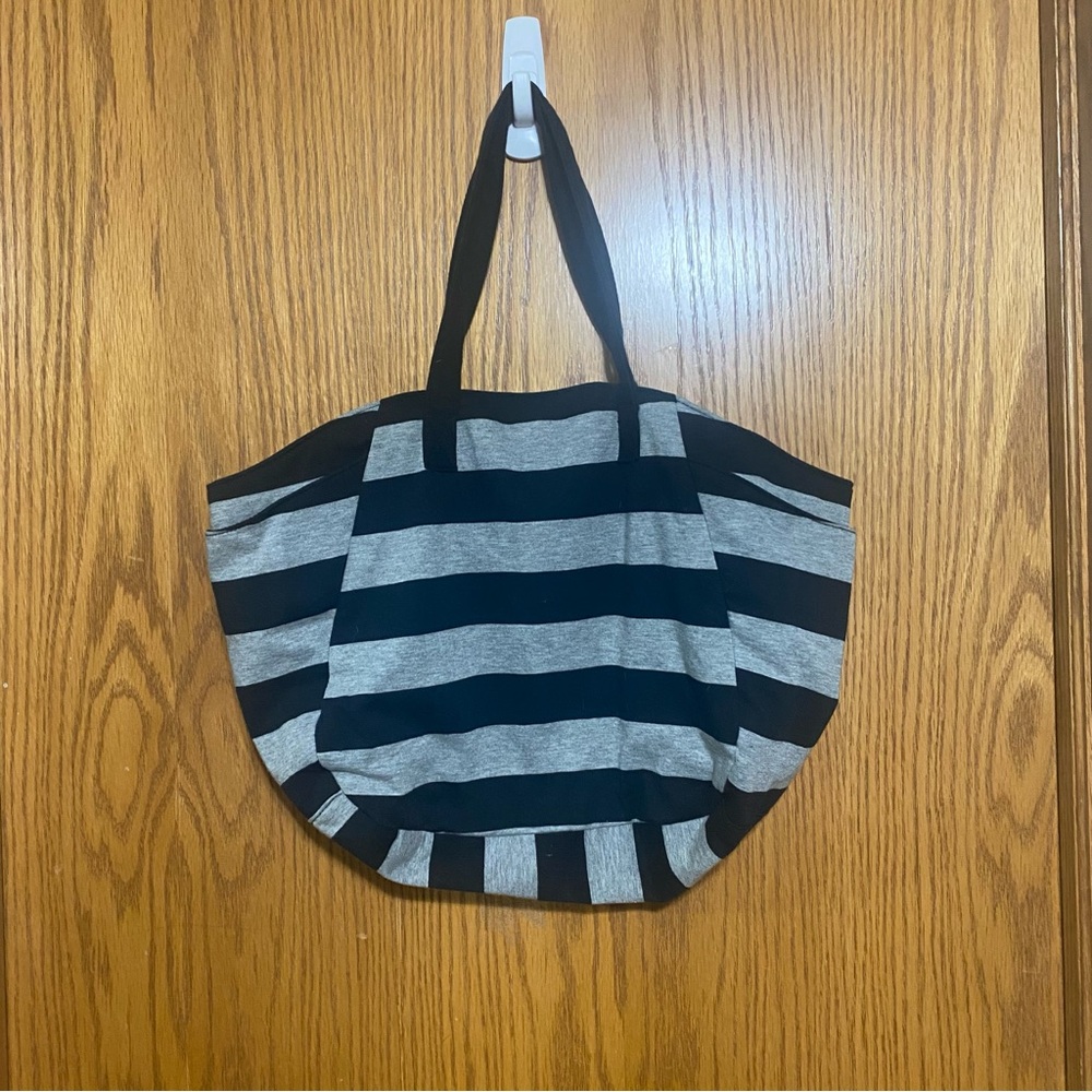 Striped Black and Gray Tote cloth Bag
